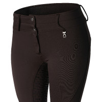 Pantaloni da equitazione termici full grip Horze Rhea bambino con tasche posteriori Marrone scuro