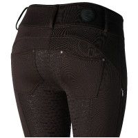 Pantaloni da equitazione termici full grip Horze Rhea bambino con tasche posteriori Falco bruno Marrone