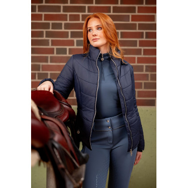 Giacca da equitazione trapuntata da donna Horze Astrid Blu polare Blu marino