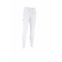 Pantaloni Pikeur da donna New Lugana con falso fondo in pelle 0908 vita media Bianco