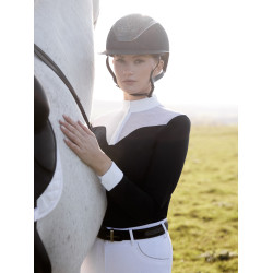 Polo da concorso Emily LeMieux maniche lunghe Marina Blu marino