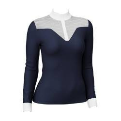 Polo da concorso Emily LeMieux maniche lunghe Marina Blu marino