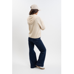 Felpa con cappuccio Plume Harcour donna Lino Beige Felpa con cappuccio Plume Harcour donna Lino Beige