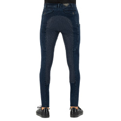 Pantaloni da equitazione Euro-Star Camillo Denim FullGrip Marina Blu marino