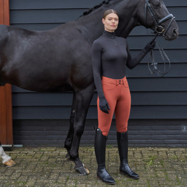 Pantaloni da equitazione Euro-Star Empress FullGrip Cannella scura Arancione