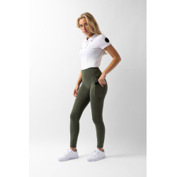 Leggings a vita alta con fondo in silicone integrale Gillian Horze donna Scarabeo verde kaki Leggings a vita alta con fondo in silicone integrale Gillian Horze donna Scarabeo verde kaki