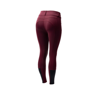 Pantaloni da equitazione da donna Horze Evelyn con grip integrale Port Royale Bordeaux
