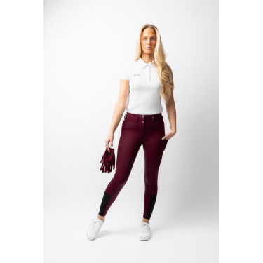 Pantaloni da equitazione da donna Horze Evelyn con grip integrale Port Royale Bordeaux