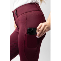 Pantaloni da equitazione da donna Horze Evelyn con grip integrale Port Royale Bordeaux