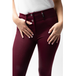 Pantaloni da equitazione da donna Horze Evelyn con grip integrale Port Royale Bordeaux