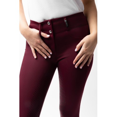 Pantaloni da equitazione da donna Horze Evelyn con grip integrale Port Royale Bordeaux