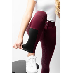 Pantaloni da equitazione da donna Horze Evelyn con grip integrale Port Royale Bordeaux