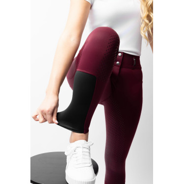 Pantaloni da equitazione da donna Horze Evelyn con grip integrale Port Royale Bordeaux