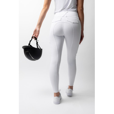 Pantaloni da equitazione Horze Leonie donna con fondo integrale Bianco brillante