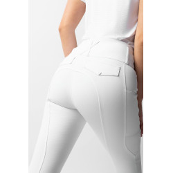 Pantaloni da equitazione Horze Leonie donna con fondo integrale Bianco brillante