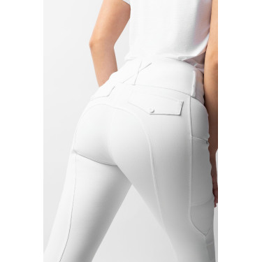 Pantaloni da equitazione Horze Leonie donna con fondo integrale Bianco brillante