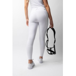 Pantaloni da gara Horze Grand Prix III con grip integrale da donna Bianco brillante