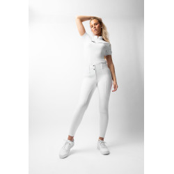 Pantaloni da gara Horze Grand Prix III con grip integrale da donna Bianco brillante