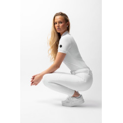 Pantaloni da gara Horze Grand Prix III con grip integrale da donna Bianco brillante