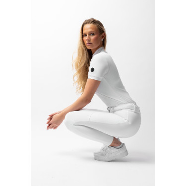 Pantaloni da gara Horze Grand Prix III con grip integrale da donna Bianco brillante