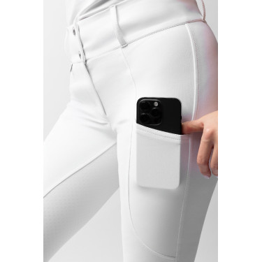 Pantaloni da gara Horze Grand Prix III con grip integrale da donna Bianco brillante