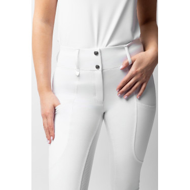 Pantaloni da gara Horze Grand Prix III con grip integrale da donna Bianco brillante