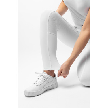 Pantaloni da gara Horze Grand Prix III con grip integrale da donna Bianco brillante