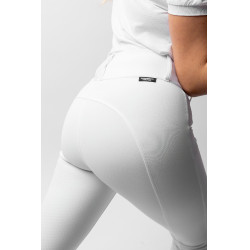 Pantaloni da gara Horze Grand Prix III con grip integrale da donna Bianco brillante