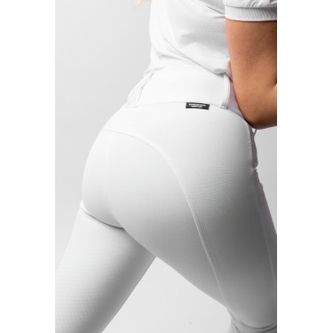 Pantaloni da gara Horze Grand Prix III con grip integrale da donna Bianco brillante