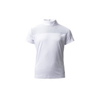 Polo da concorso Horze Kaya bambino con strass Bianco brillante Polo da concorso Horze Kaya bambino con strass Bianco brillante