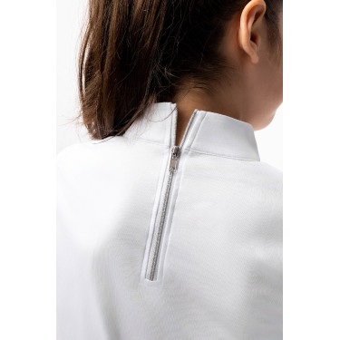 Polo da concorso Horze Kaya bambino con strass Bianco brillante Polo da concorso Horze Kaya bambino con strass Bianco brillante