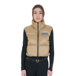 Gilet corto con zip da donna Equestro Incenso Beige