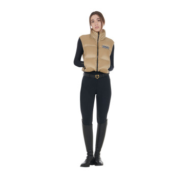Gilet corto con zip da donna Equestro Incenso Beige