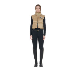Gilet corto con zip da donna Equestro Incenso Beige
