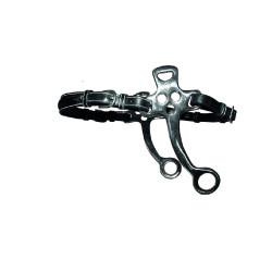 Hackamore in cuoio Jump'In con branche corte e piatte Pony