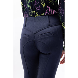 Pantaloni da equitazione Horze Mira bambino con fondo integrale Apertura Blu marino