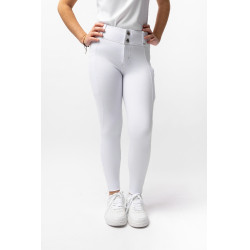 Pantaloni da equitazione Horze Mira bambino con fondo integrale Bianco brillante