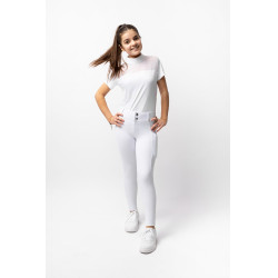 Pantaloni da equitazione Horze Mira bambino con fondo integrale Bianco brillante