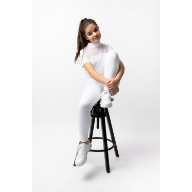 Pantaloni da equitazione Horze Mira bambino con fondo integrale Bianco brillante