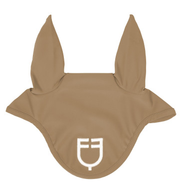 Cuffia anti-mosche in tessuto tecnico con logo Equestro Sabbia / bianco Beige