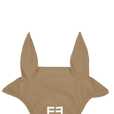 Cuffia anti-mosche in tessuto tecnico con logo Equestro Sabbia / bianco Beige