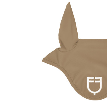 Cuffia anti-mosche in tessuto tecnico con logo Equestro Sabbia / bianco Beige