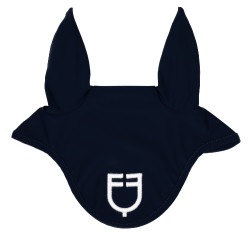 Cuffia anti-mosche in tessuto tecnico con logo Equestro Marino / bianco Blu