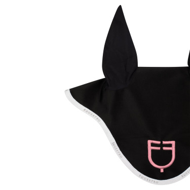 Cuffia anti-mosche in tessuto tecnico con logo multicolore Equestro Cuffia anti-mosche in tessuto tecnico con logo multicolore Equestro