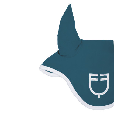Cuffia anti-mosche in tessuto tecnico White Line Edition Equestro Petrolio Blu