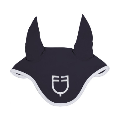 Cuffia anti-mosche in tessuto tecnico White Line Edition Equestro Marina Blu marino