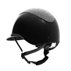 Casco di lusso con ampia visiera e strass omologato EN 1384-2023 Equestro Nero / argento