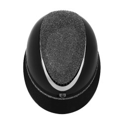 Casco di lusso con ampia visiera e strass omologato EN 1384-2023 Equestro Nero / argento
