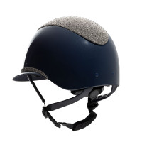 Casco di lusso con ampia visiera e strass omologato EN 1384-2023 Equestro Marino / argento Blu Casco di lusso con ampia visiera e strass omologato EN 1384-2023 Equestro Marino / argento Blu