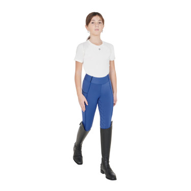 Leggings da bambina aderenti con grip e logo Equestro Leggings da bambina aderenti con grip e logo Equestro